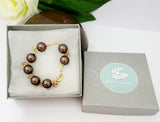 Breeanna Bracelet - 12mm Rose Iridisent Chocolate Swarovski Pearls