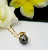Tahitian Pearl Pendant - 925 Stamped Bail with a Stunning Large Size and Genuine Authentic Tahitian Pearl Necklace