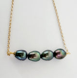 9 crts Solid Gold Curb Chain with Genuine Authentic Tahitian Pearl Necklace