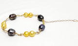 Tarsel - Mixture of Natural Premium Yellow Freshwater and Black Pearls Bracelet
