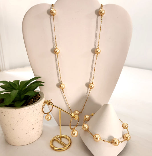 GOLDIANA -12mm Premium Gold Swarovski Multiple Pearl Set