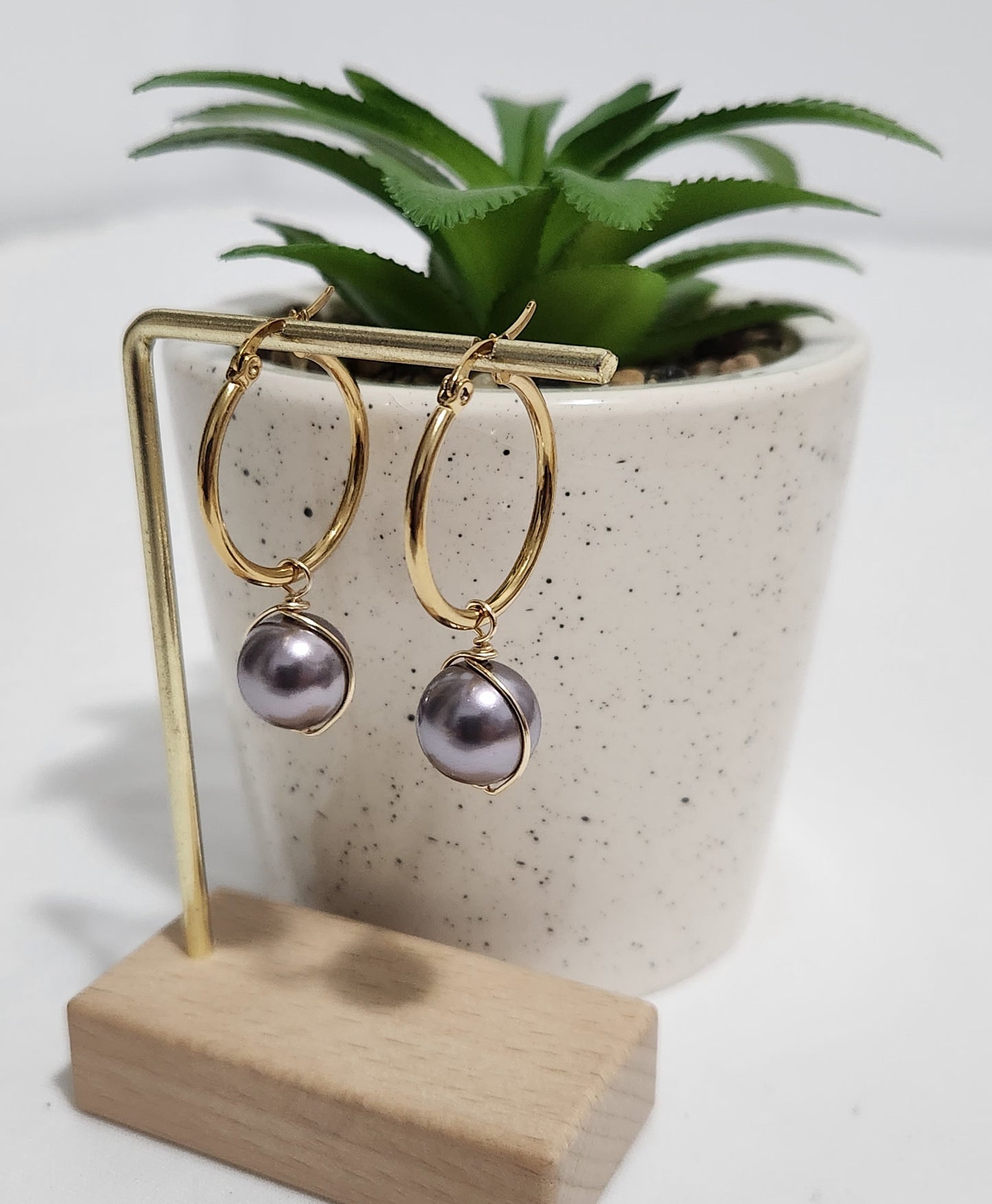 Single Caged - Light Purple Swarovski Pearls Set