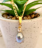 SILIVA - Silver Natural Freshwater Pearl Set - With 14k GF