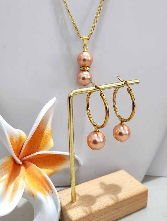 CALYN - Champagne Premium Swarovski Pearl Set