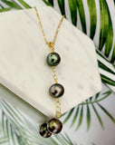 Tolualofa - 3 Tahitian pearl chained necklace