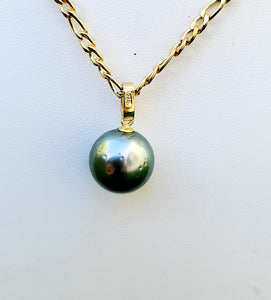925 Stamped - A grade 12-13mm Tahitian Pearl Pendant Necklace WITH GOLD COLOUR