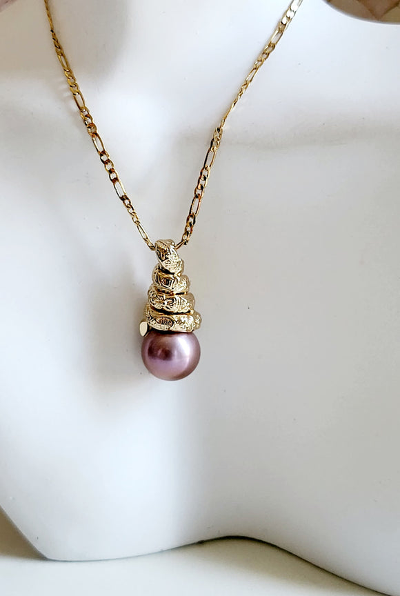 Tarina - Champagne Coloured - Natural Edison Pearl Pendant Necklace