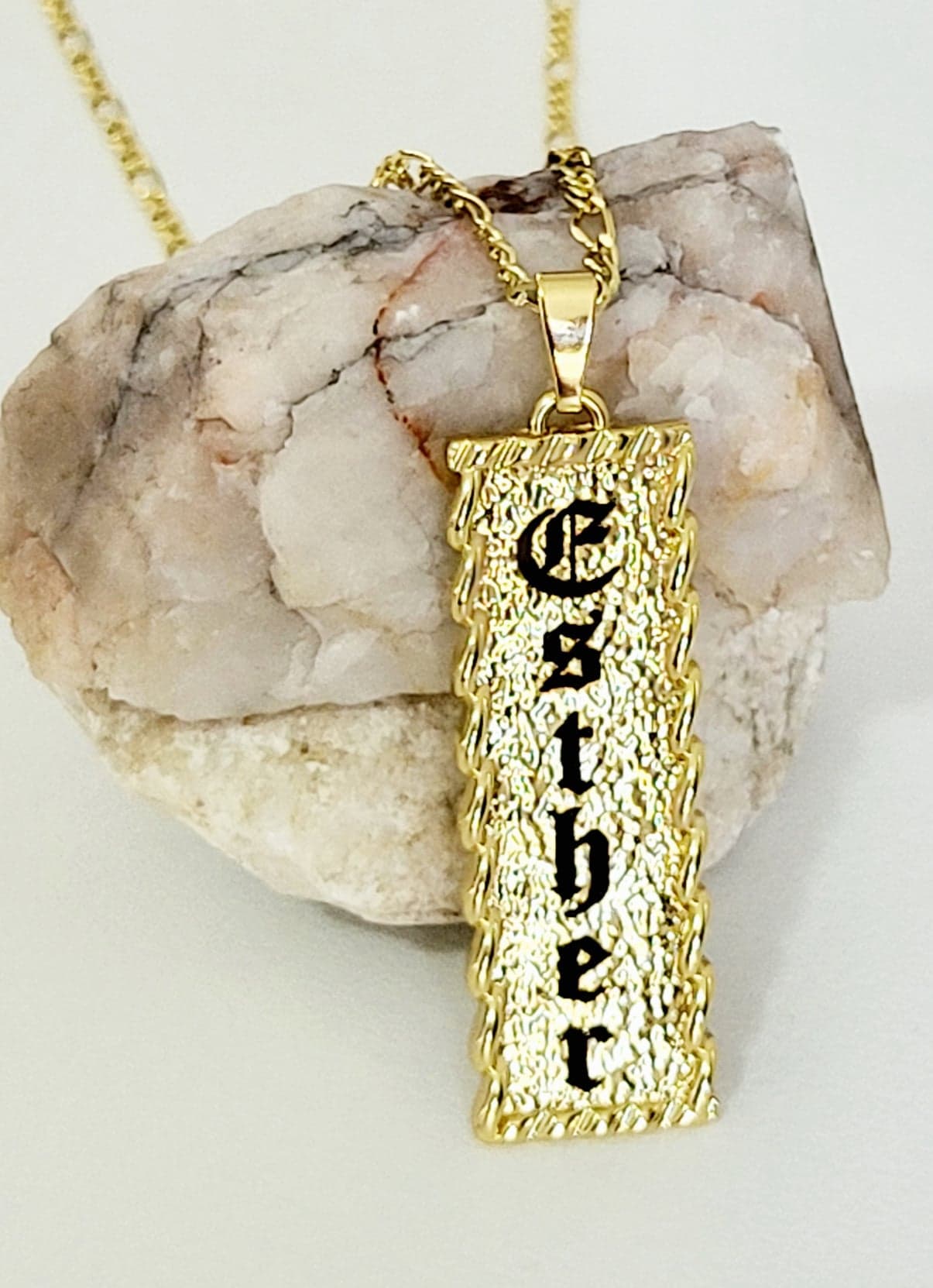 Personalised Name Engraved Pattern Pendant Necklace