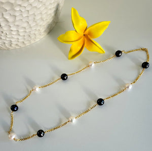 MENITA- (10-12mm) Tahitian Pearls mixed with White Freshwater Pearls Necklace