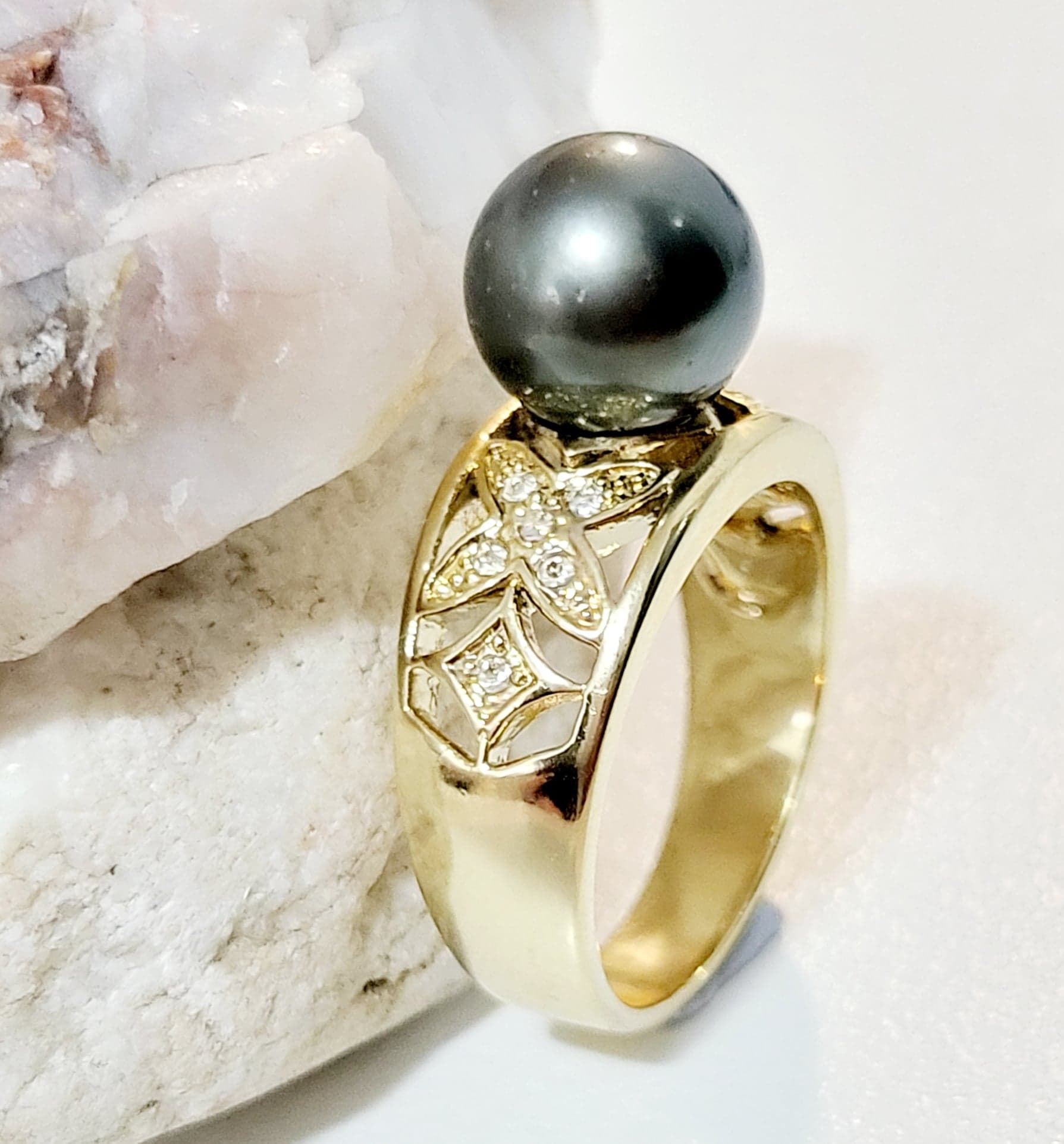 Asymmetrical Tahitian Pearl Ring by Jamie Joseph - NEWTWIST