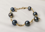 LEII - NATURAL BAROQUE BLUE-PEACOCK TONE PEARL BRACELET