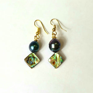 KORA  EARRINGS - Mother of Shell Pua with Natural Pearl Earrings - Multicolour Variety