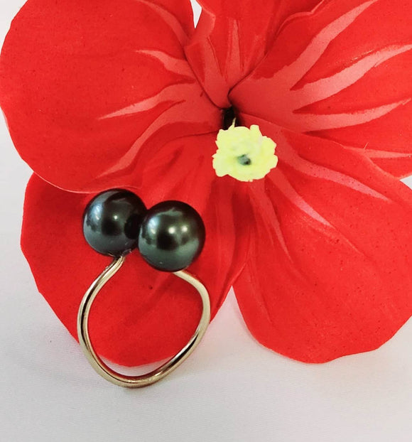 Adjustable Authentic Duo Tahitian Pearl Ring with 14K GOLDFILLED band
