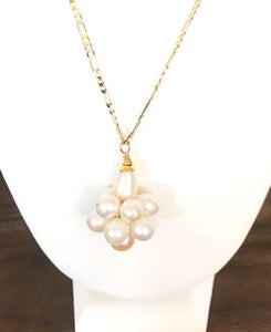 Grace - Natural White Clustered Pearl Necklace