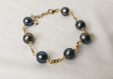 LEII - NATURAL BAROQUE BLUE-PEACOCK TONE PEARL BRACELET