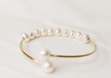 LINA 2 - NATURAL WHITE BAROQUE PEARL OPEN BANGLE