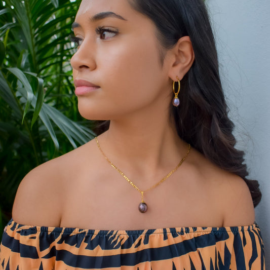 ARIYAH - Natural Tahitian Simple Pearl Set (12mm)