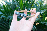 KELARA - 5 TAHITIAN BLACK PEARL BANGLE WITH FLORAL ENGRAVING