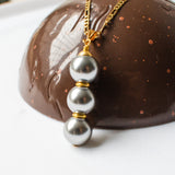 ECLIPSE - Grey Swarovski Pearl Necklace - 14k Goldfilled