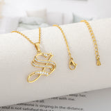 Old English Font Initial Pendant With CZ Stone Necklace