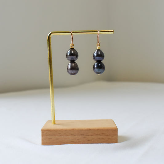 HEVA - Natural Black Pearl Drop Earrings