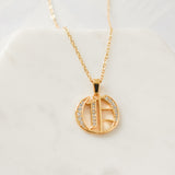 Old English Font Initial Pendant With CZ Stone Necklace