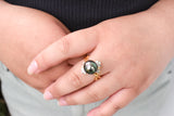 LAURA - 925 Sterling Silver Tahitian Pearl Ring Gold Band