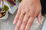 MONA - LEAF SINGLE PEARL ADJUSTABLE RING - AVAILABLE IN BUNDLE