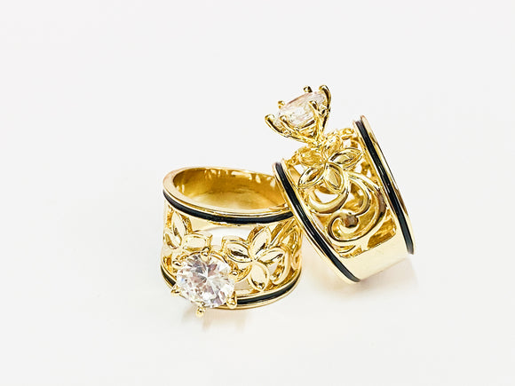 LUSTROUS PUAMERIA- Floral Design with CZ Diamond Ring