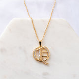 Old English Font Initial Pendant With CZ Stone Necklace
