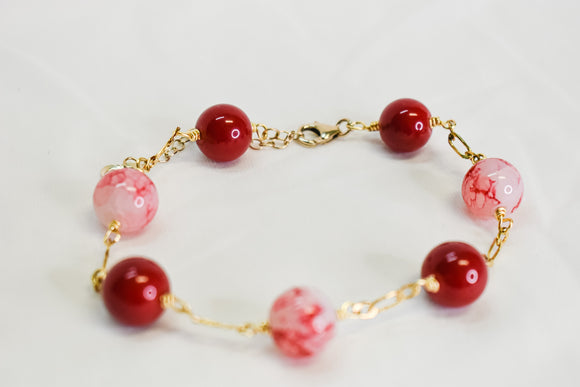 KIM - RED GEMSTONE GOLDFILLED BRACELET