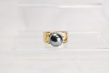 ROSA BLACK SHELL PEARL X GOLDFILLED RING