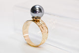 ROSA BLACK SHELL PEARL X GOLDFILLED RING