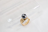 ROSA BLACK SHELL PEARL X GOLDFILLED RING