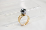 ROSA BLACK SHELL PEARL X GOLDFILLED RING