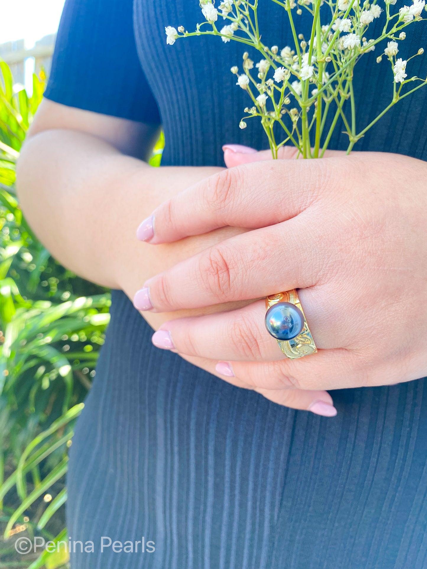 ROSA RINGS - MULTICOLOUR VARIETY - Hawaiian Engraving Premium Shell Pearl Ring