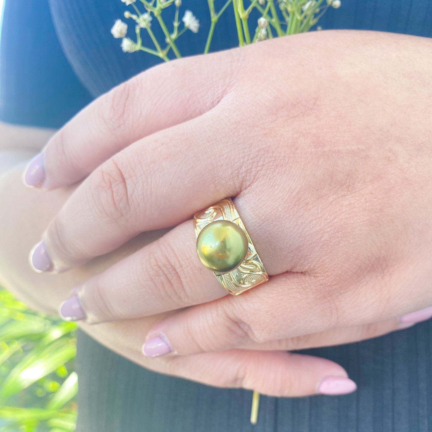 ROSA RINGS - MULTICOLOUR VARIETY - Hawaiian Engraving Premium Shell Pearl Ring
