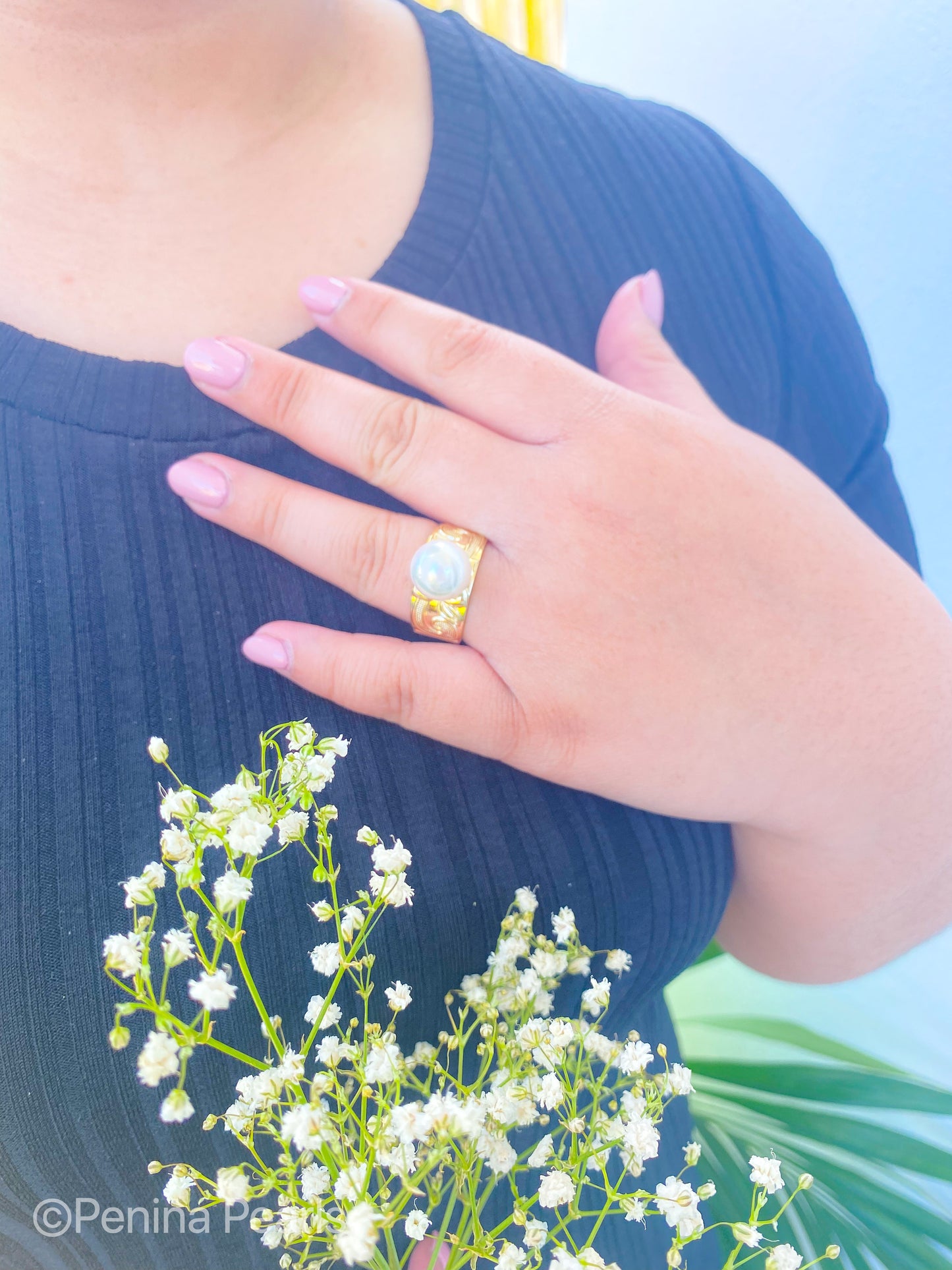 ROSA RINGS - MULTICOLOUR VARIETY - Hawaiian Engraving Premium Shell Pearl Ring