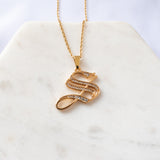 Old English Font Initial Pendant With CZ Stone Necklace