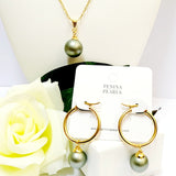 ORAN - Premium Olive Green Swarovski Pearl Set With 14K GF