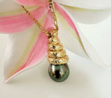 Stunning Round Tahitian Pearl Pendant Necklace