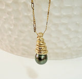 Stunning Round Tahitian Pearl Pendant Necklace