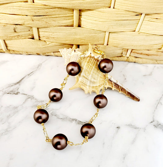 Rose Gold Iridisent Chocolate Swarovski Pearls