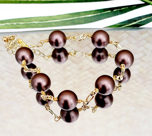 Rose Gold Iridisent Chocolate Swarovski Pearls