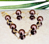 Breeanna Bracelet - 12mm Rose Iridisent Chocolate Swarovski Pearls