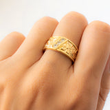 TAMARA - Stunning CZ Diamond Plumeria Engraved Ring