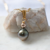 TEHANI - Tahitian Baroque with gold bead pearl necklace