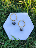 Teofila - Natural Premium Freshwater Black Pearl Twirl Design Earrings