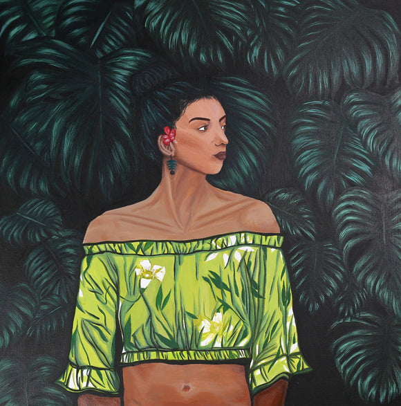 Tiana - Tropical Original Acrylic on Canvas Painting (61cm x 61cm)