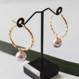 CECELIA EARRINGS - Swarovski Pearl Earrings Hammered - Multicolour Variety